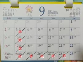 9月の予定